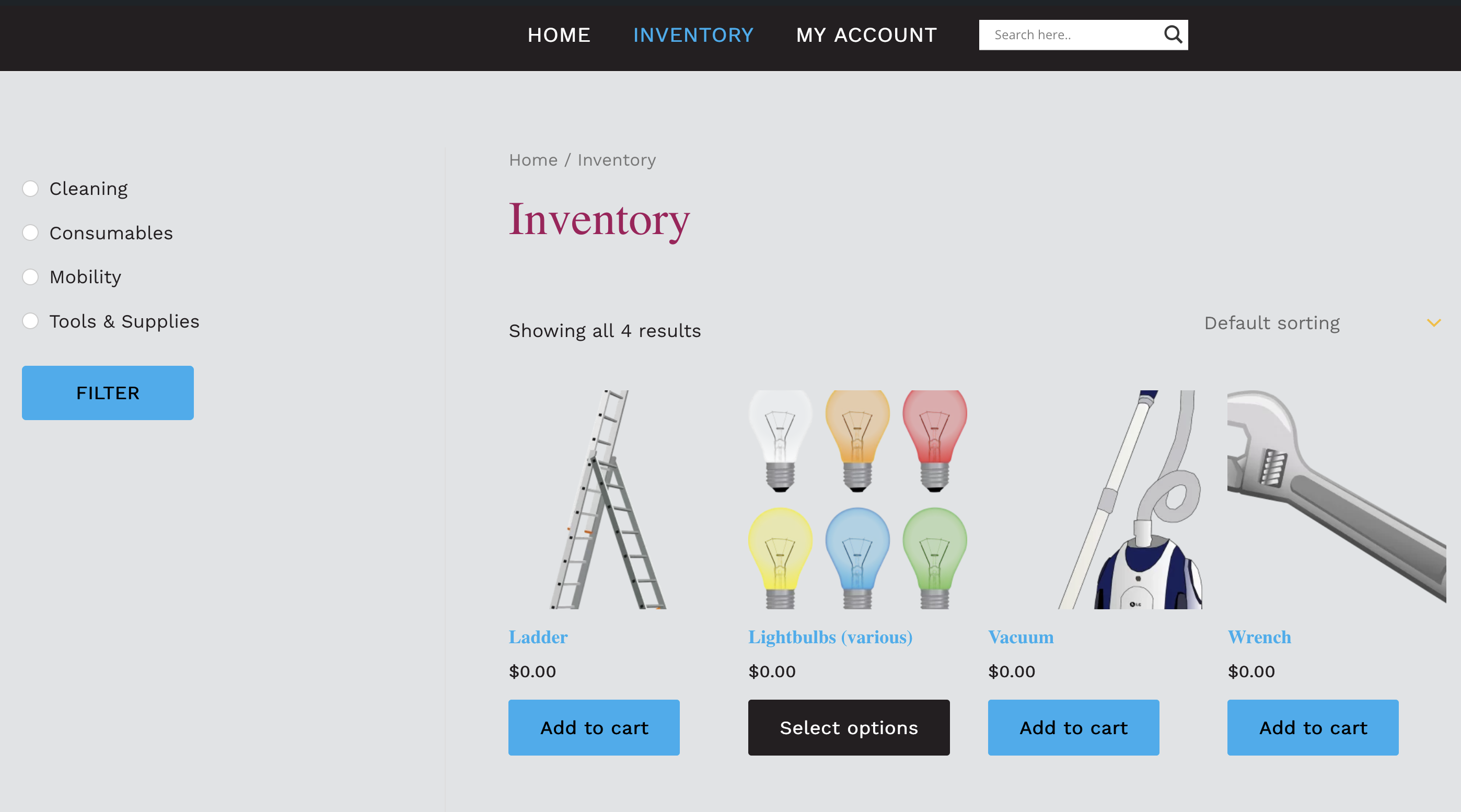 Customer Inventory Website